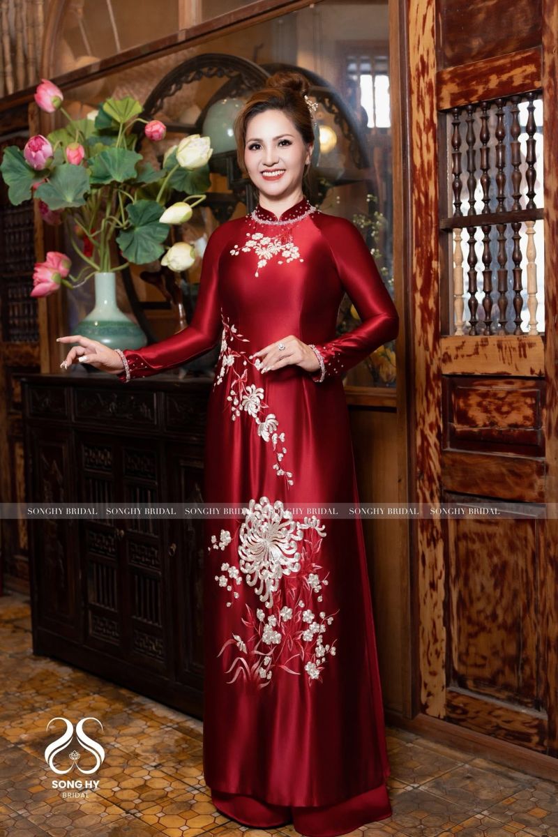 áo dài bà sui thêu tay cao cấp