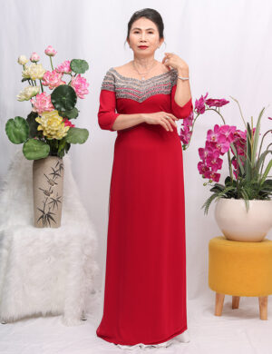 áo dài sui đỏ đô